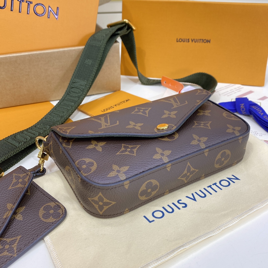 Louis Vuitton FELICIE STRAP POCHETTE Handbag Monogram M80091 Khaki Green